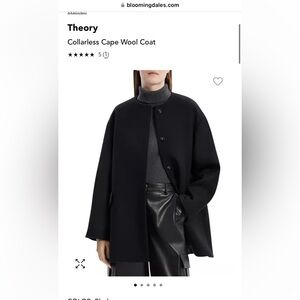 Theory Collarless Cape Wool Coat